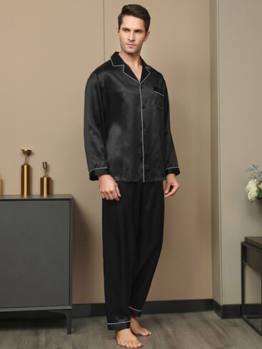 czarne jedwabne piżamy