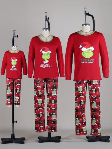 grinch weihnachten familien-pyjamas