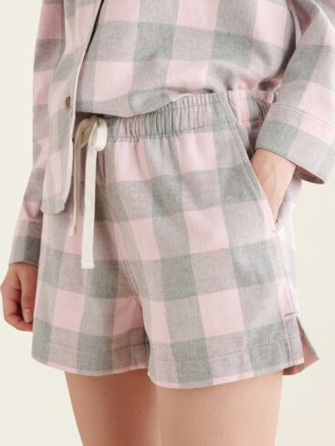 pijama xadrez cor-de-rosa