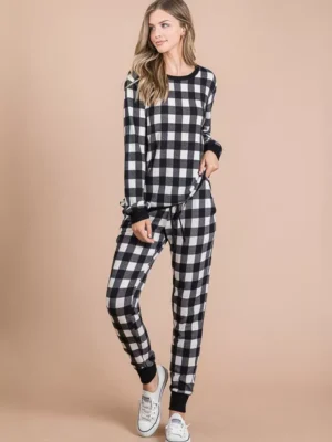 pijama xadrez de búfalo