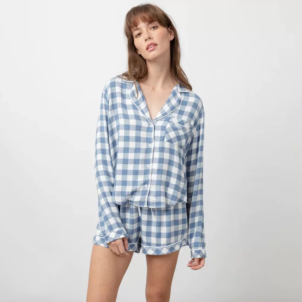 pyjama en flanelle à carreaux de buffle pour les vacances des femmes