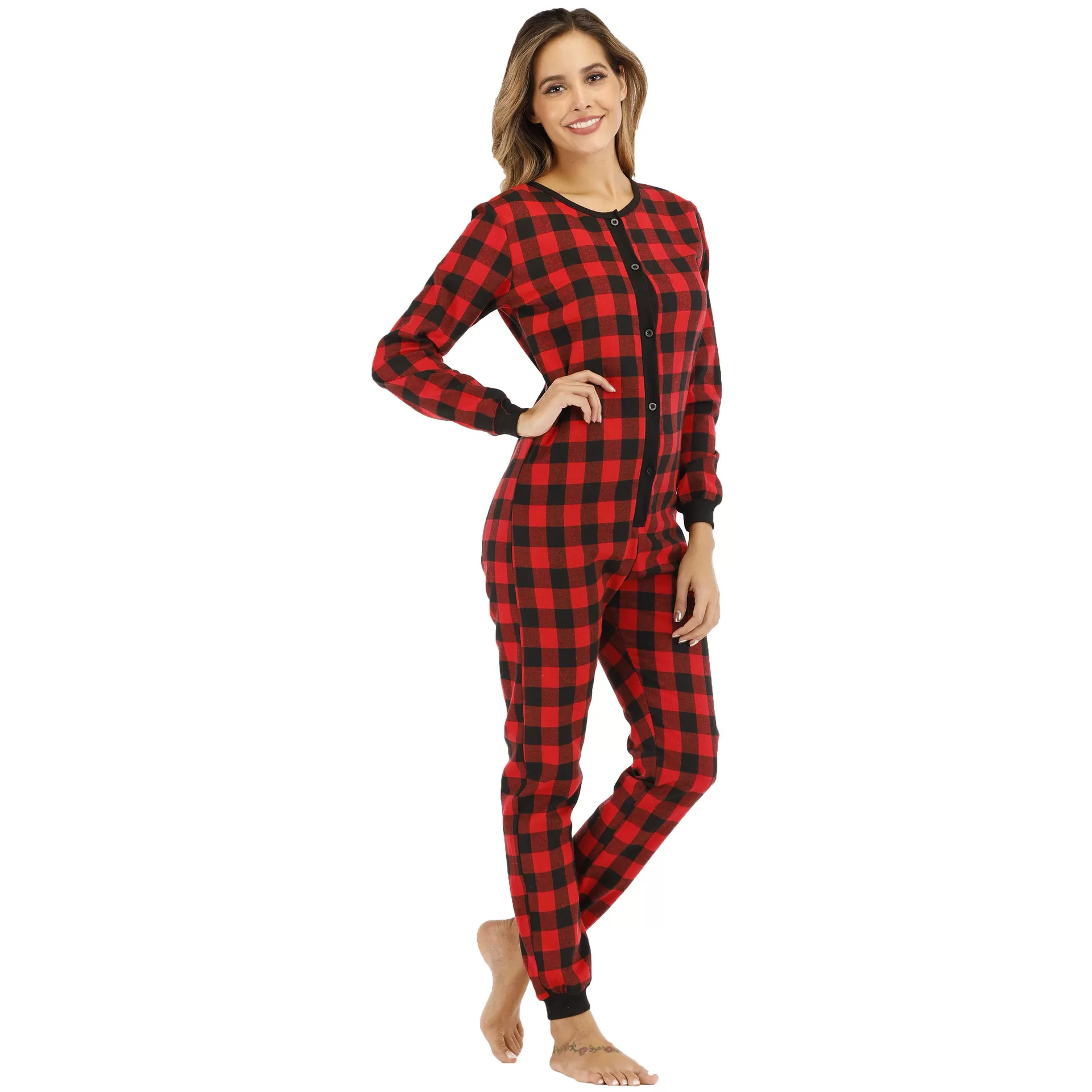 zwarte rode kerst onesie pyjama