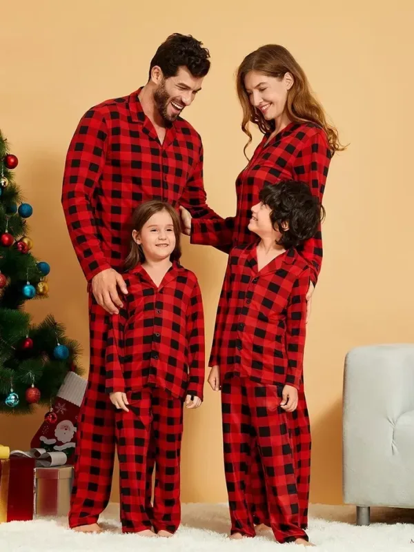 plus size family carter's christmas red and black checkered pajamas set