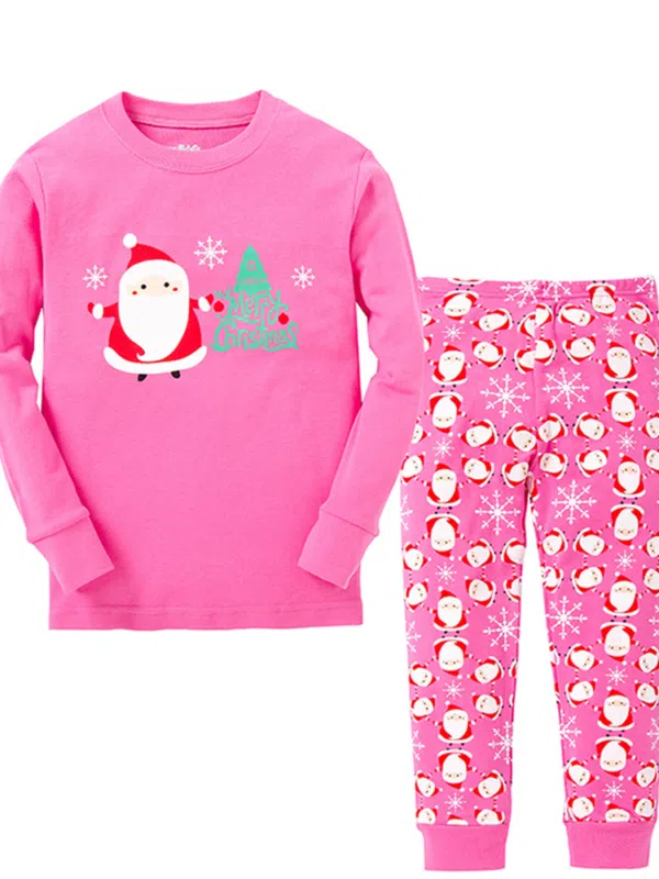 toddler girl pink children's christmas modal pajamas set