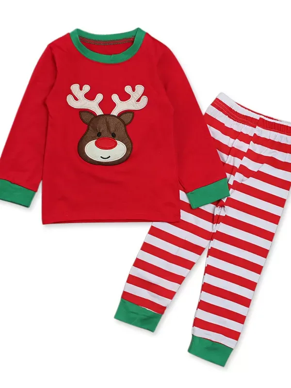 two piece childrens christmas fuzzy pajamas set
