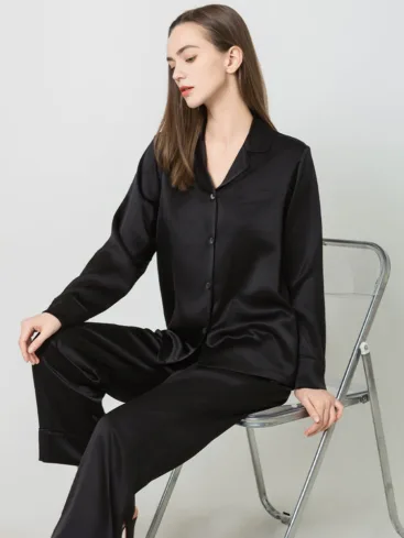 silk pyjamas black