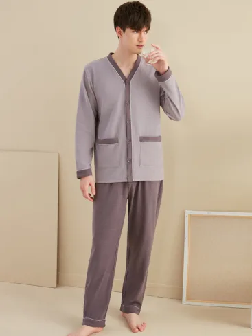 conjunto de pijama para homem em algodão