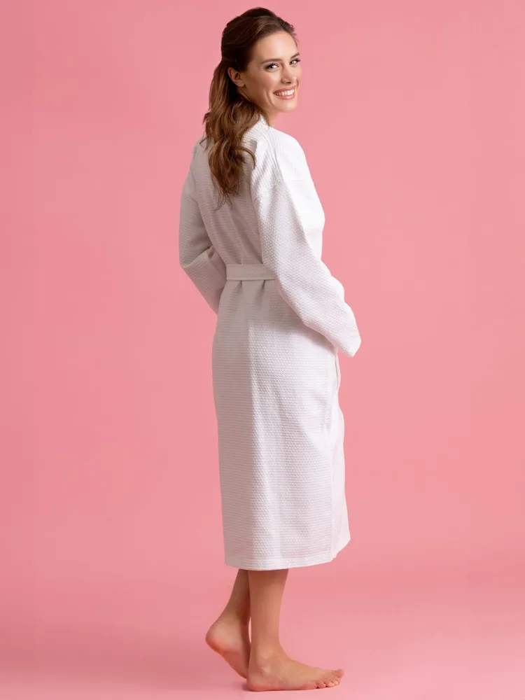 white waffle dressing gown