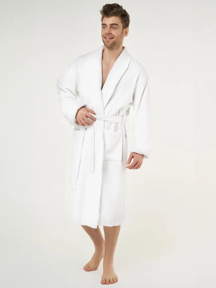 white fluffy robe