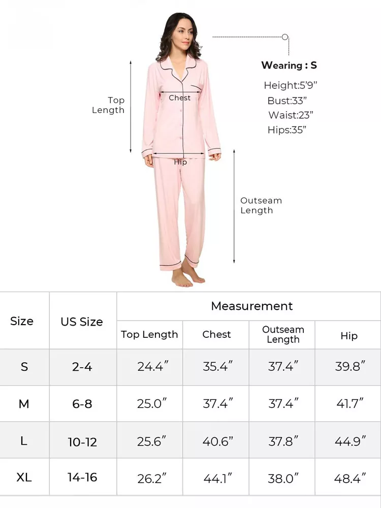 Tabela de tamanhos de pijamas