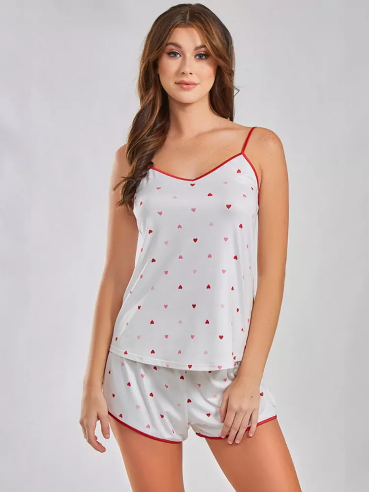 Wholesale heart camisole women's heart pajama set