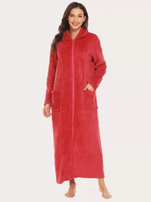 ladies long zip up dressing gowns