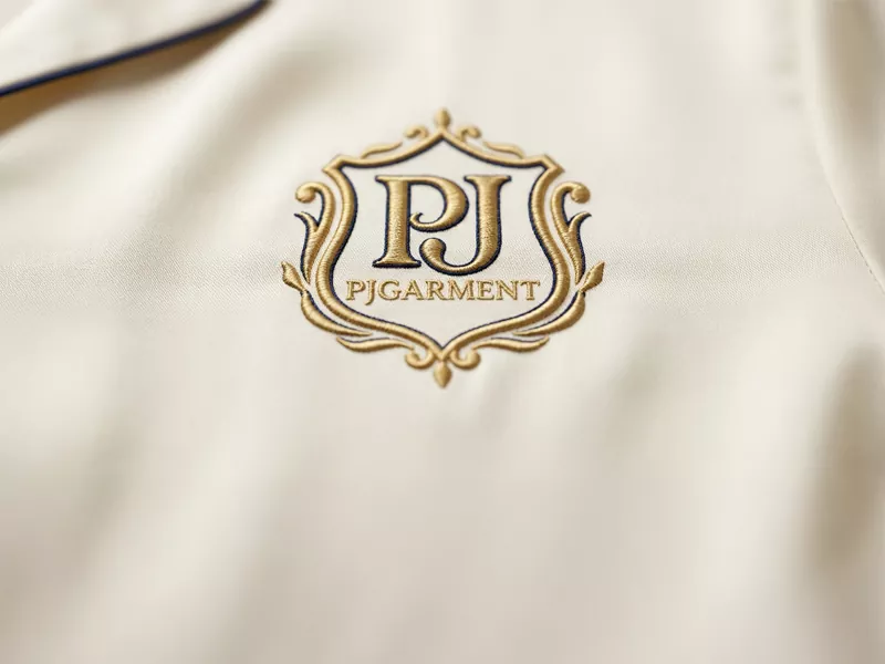 Mikroaufnahme einer exquisiten, personalisierten Monogramm-Stickerei auf hochwertigem Seiden-Nachtwäsche-Stoff, die sich durch perfekte Fadenzahl und faltenfreie Präzision auf leichten Materialien auszeichnet.