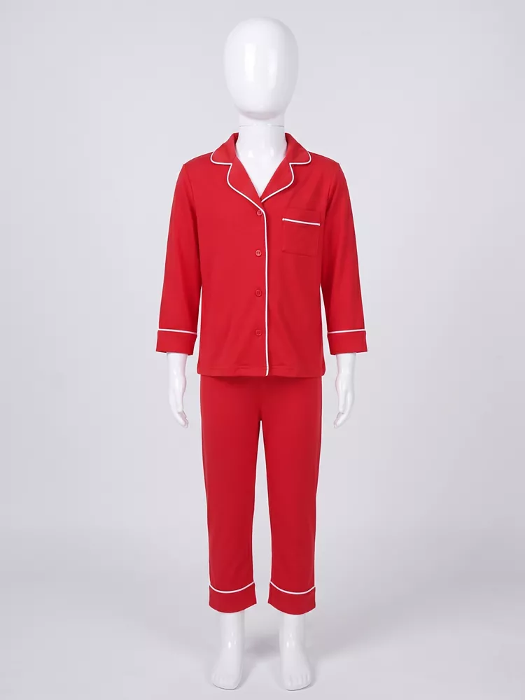 Custom organic cotton kids pajama set manufactured for eco-conscious brands